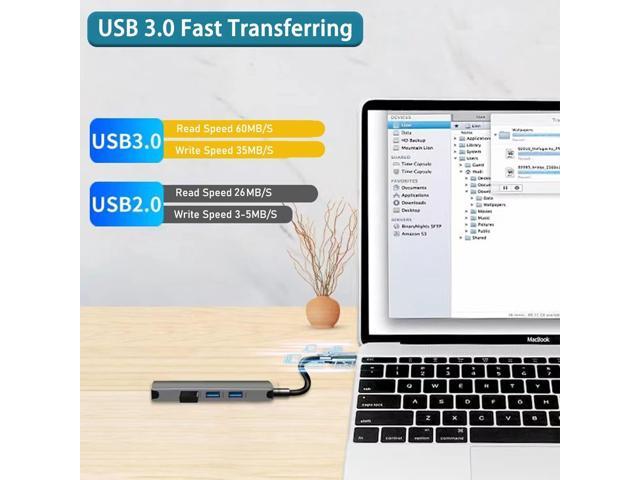 KEHIPI USB Hub 3.0 with 4 Ports, Aluminum USB C to USB 3.0 Hub USB Splitter for MacBook, Mac Pro/Mini, iMac, Ps4, PS5, Surface Pro,Flash Drive,...