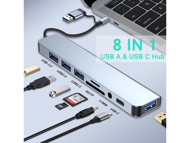 KEHIPI USB C Hub USB Hub 3.0, Aluminum 8 in 1 USB Extender with SD/TF Card Reader, 3.5mm Aux Headphone Jack for MacBook Pro Air and More...