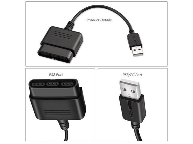 KEHIPIPS2 Controller to USB Adapter Converter, 2 Pack Compatible with PS1/PS2 Controller Gamepad to PS3/PC Controller No Need Driver
