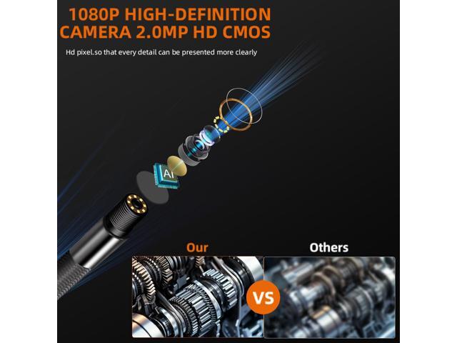 KEHIPI Two-Way Articulating Borescope Camera with Light, 1920P HD Endoscope Camera, 5 FT Flexible Snake Inspection Scope for Automotive and...