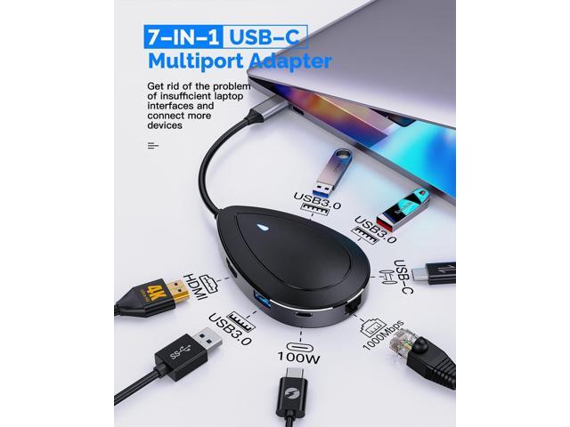 KEHIPI USB C Docking Station, USB C Hub, 4K HDMI Type C to USB Adapter, 1 Gbps Ethernet, 100W Power Delivery, 3 USB 3.0 & 1 Type-C 3.0 for MacBook...
