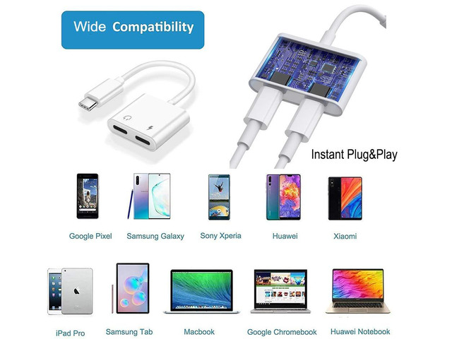 KEHIPI USB C Splitter, Dual USB C Audio and Charger Adapter Compatible with ipad Pro/Air 4,Samsung Galaxy Phone S21/S20/FE 5G/+/Ultra/Note...