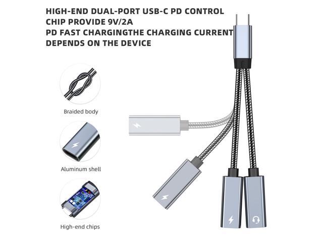 KEHIPI USB C Splitter, Dual USB C Headphone and Charger Adapter 32 Bit / 60W Fast Charging Compatible with iPhone 15 Series, Galaxy S23 S22 S21...