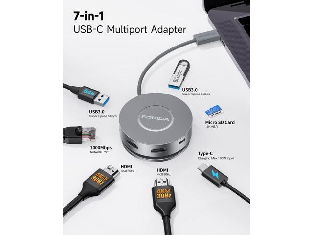 KEHIPI Micro USB C Docking Station Dual HDMI Monitor USB C to USB Hub with 1 Gbps Ethernet 100W Power Delivery Micro SD Card Reader for...
