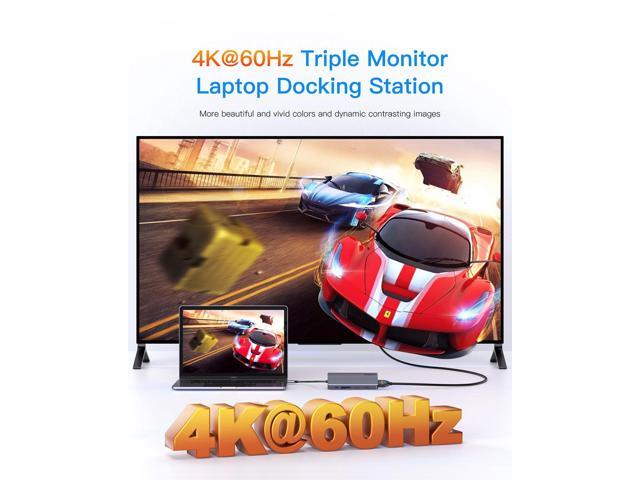 KEHIPI Docking Station Triple Monitors, 13 in 1 USB C Dock with Dual 4k@60HZ HDMI, DisplayPort,100W PD, 3 USB 3.2 Ports, Ethernet, SD TF Card...