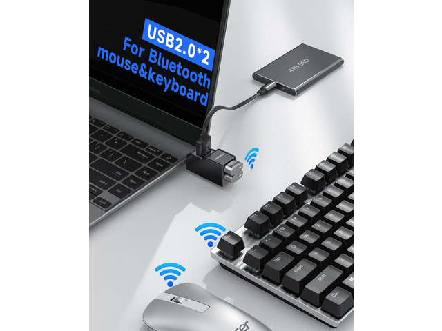 KEHIPI 3 Ports USB Adapter, USB Hub with USB 3.0 and Double USB Adapter, Portable USB Splitter 1 in 3 Out for Keyborad, Mobile Hard Disk, U Disk,...