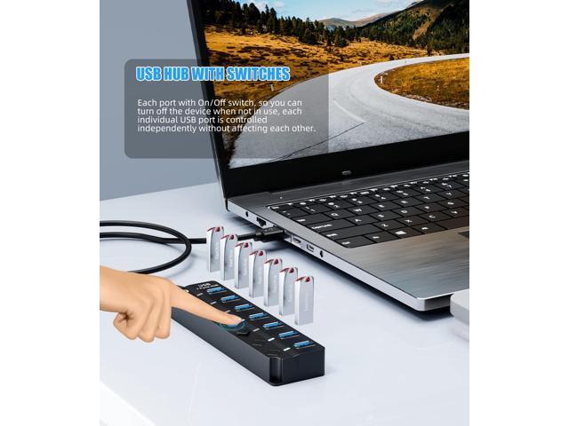 KEHIPI USB 3.0 Hub, 7-Port USB Data Hub Splitter with 3ft Long Cable USB Extension for Laptop,PC Computer,Surface Pro, PS4/5, Flash Drive, Mobile...
