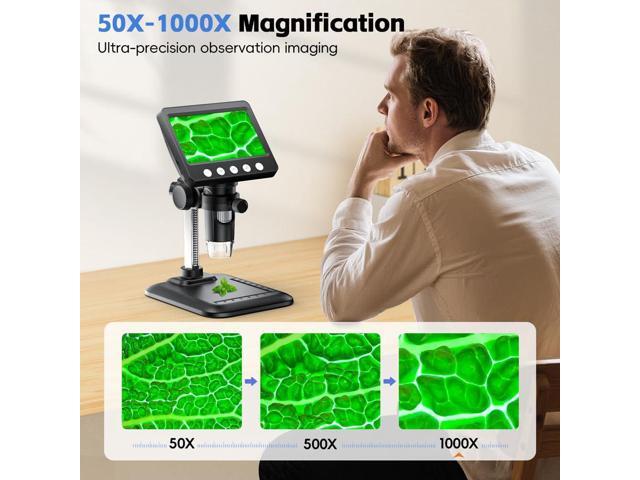 KEHIPI 4.3' Digital Microscope for Adults, Coin Microscope1000X Magnification with 8 Ajustable LED Fill Lights, USB Microscope for Windows/MacOS,...