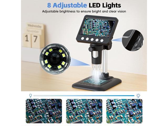 KEHIPI 4.3' Digital Microscope for Adults, Coin Microscope1000X Magnification with 8 Ajustable LED Fill Lights, USB Microscope for Windows/MacOS,...