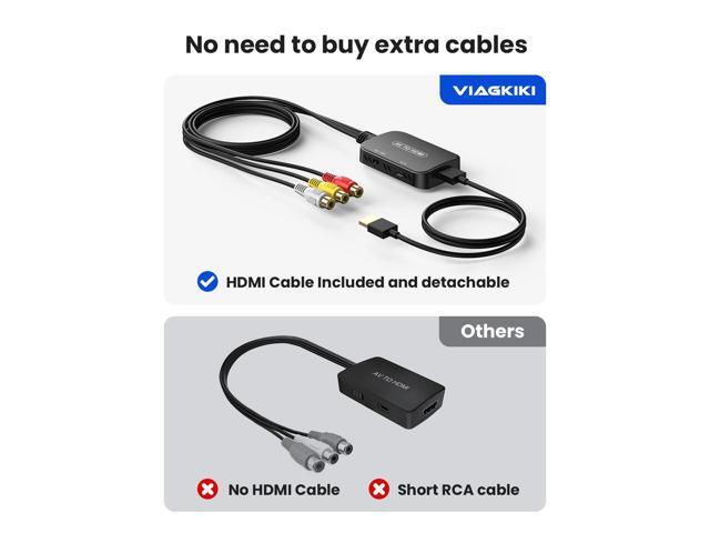 KEHIPI RCA to HDMI Adapter,AV Converter,RCA Female to HDMI Converter Composite Audio Video Converter for PS1, PS2, PS3, STB, Xbox, VHS,...
