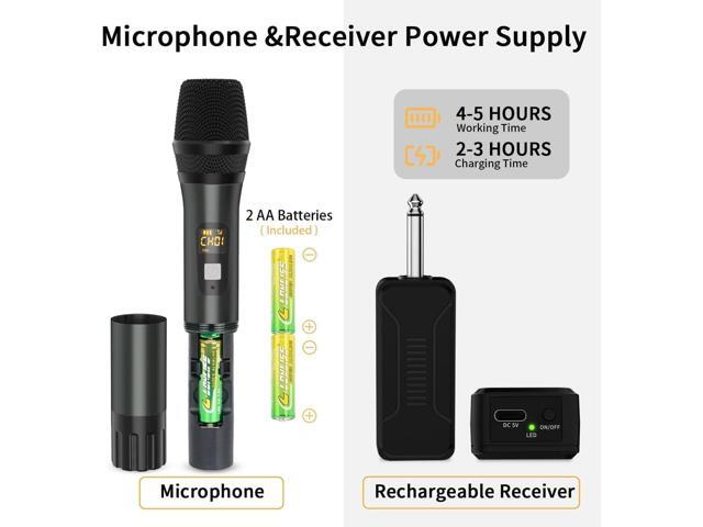 KEHIPI Wireless Microphone, Professional UHF Dual Handheld Cordless Dynamic Mic System with Rechargeable Receiver - 160ft Range, Karaoke Microphone...