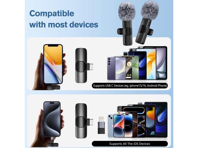 KEHIPI Professional Wireless Microphone for iPhone,iPad,Android, Lavalier Lapel Mic for Video Recording, Mini Mic Crystal Clear Recording with...