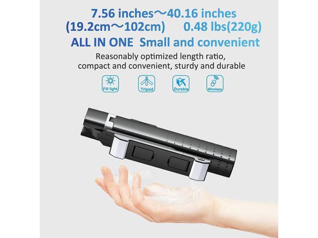 KEHIPI 41Selfie Stick Tripod Quadrapod with 2 Rechargeable Fill Light, Extendable Tripod with Bluetooth Remote, Stainless Steel, 3 Light Modes, 9...
