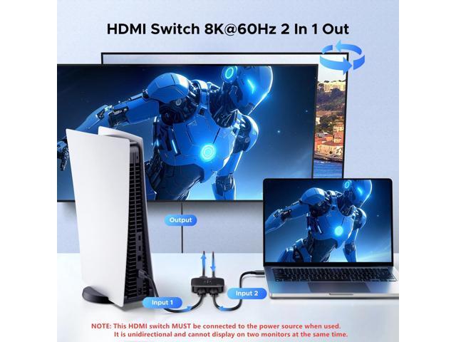 UGREEN HDMI 2.1 Switch 2 in 1 Out 8K@60Hz Ultra HD Supports 4K@240Hz 4K@120Hz VRR HDR10+ Dolby Atmos 48Gbps HDMI Switcher Compatible with...