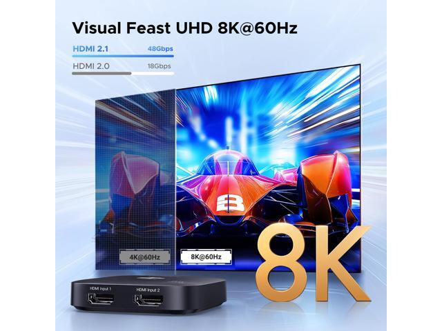 UGREEN HDMI 2.1 Switch 2 in 1 Out 8K@60Hz Ultra HD Supports 4K@240Hz 4K@120Hz VRR HDR10+ Dolby Atmos 48Gbps HDMI Switcher Compatible with...