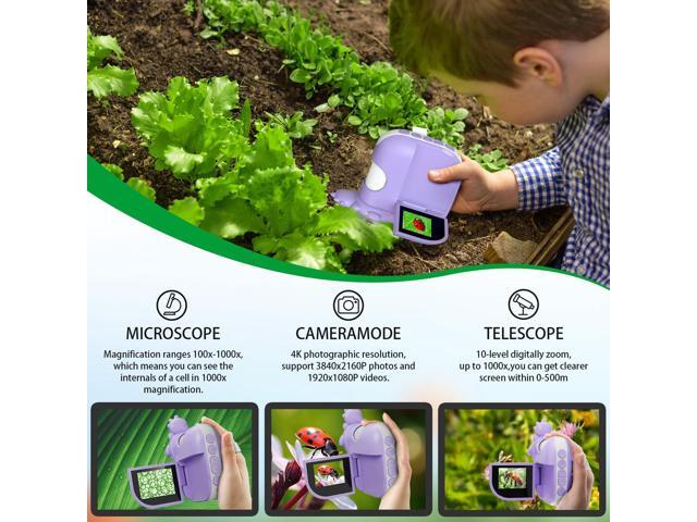 KEHIPI Labsters Kids Microscope - 1000X Portable, Telescope & Photo/Video, Science Kit for Kids Over 3 Years