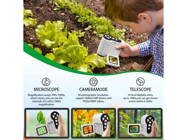 KEHIPI Microscope for Kids - 1000X Portable Handheld Kids Mini Microscope Telescope with Photo and Video Educational Science Toys Age 3 4 5 6 7...