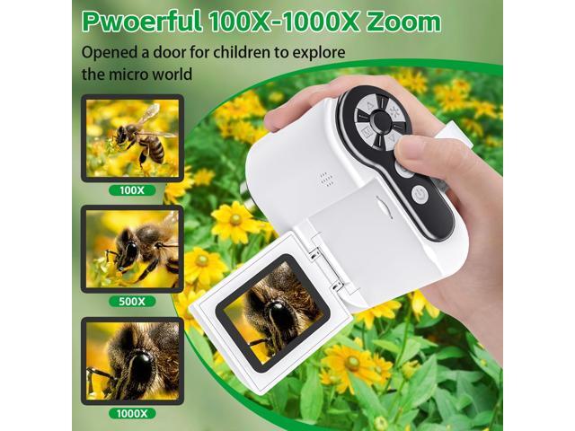 KEHIPI Microscope for Kids - 1000X Portable Handheld Kids Mini Microscope Telescope with Photo and Video Educational Science Toys Age 3 4 5 6 7...