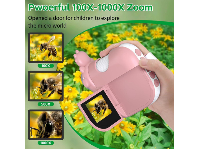 KEHIPI Kids 1000X Handheld Portable Microscope With 8 Adjustable LED Lights, 2-Inch LCD Screen Pocket Mini Telescope for Kids Toddlers - Education...