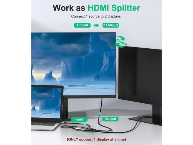 KEHIPI HDMI Switch 4k@60hz Splitter, Aluminum Bidirectional HDMI Switcher 2 in 1 Out, Manual HDMI Hub Supports HD Compatible with Xbox PS5/4/3...
