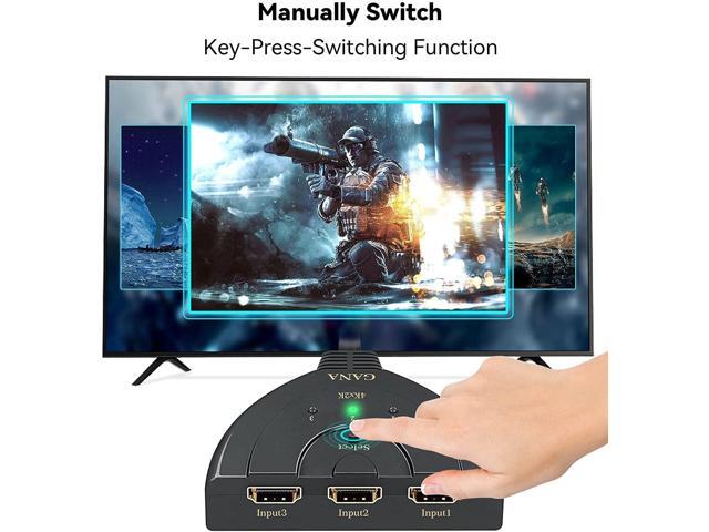 KEHIPI HDMI Switch, 4K HDMI Splitter 3 in 1 Out, 3-Port Switcher Selector with Pigtail HDMI Cable,Supports Full HD 4K 30Hz 1080P 3D Player,...