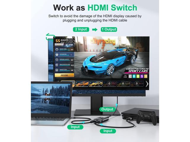 KEHIPI HDMI Switch 4k@60hz Splitter, Aluminum Bidirectional HDMI Switcher 2 in 1 Out, Manual HDMI Hub Supports HD Compatible with Xbox PS5/4/3...