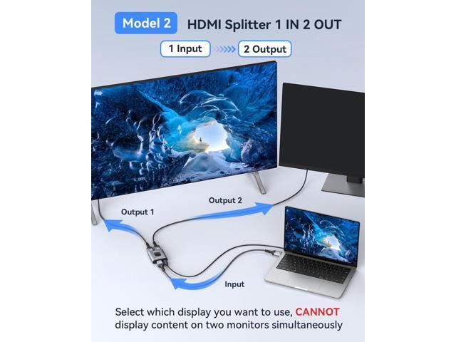 KEHIPI HDMI Switch 4K@60Hz Splitterwith 3FT HDMI Cable, Aluminum Bidirectional HDMI Switcher 2 in 1 Out, HDMI Hub for 3D, HDR, Compatible with...