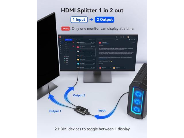 KEHIPI Aluminum Bidirectional HDMI Switch 4K@60Hz Splitter with 3.9FT HDMI Cable, 2 in 1 Out, Compatible with Xbox, PS5/4/3, Fire Stick, Roku,...