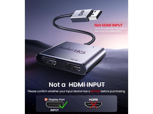 KEHIPI DisplayPort to Dual HDMI Adapter, 4K 60Hz DP Source to HDMI Splitter Multi-Monitor, Extended Mode Display Adapter for Windows MST Dual...