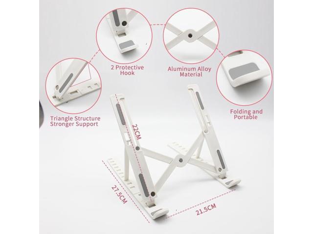 KEHIPI Adjustable Laptop Holder Riser Computer Stand for Desk and Notebook with Phone Stand, White