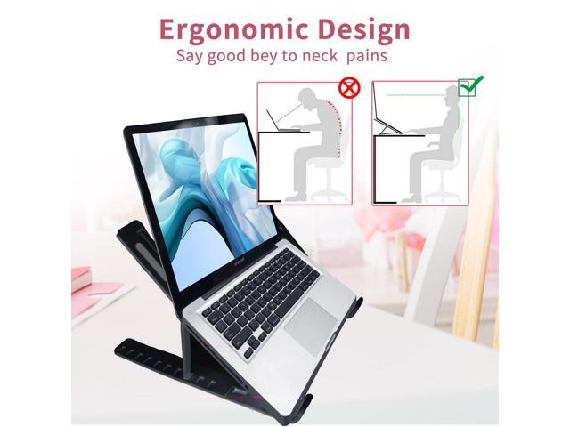 KEHIPI Adjustable Laptop Holder Riser Computer Stand for Desk and Notebook with Phone Stand, White