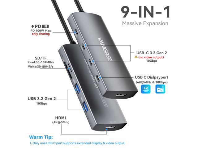 KEHIPI USB C Video Output Hub, 3 USB-C & 2 USB-A 3.2 10Gbps Ports, 4K@60Hz HDMI, 100W PD, SD/TF, USBC Splitter Dual Monitor Adapter for MacBook...