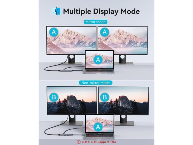 KEHIPI USB C Docking Station Dual Monitor, USB C to Dual HDMI Adapter, 8 in 1 Laptop Docking Station with 2 HDMI(4K @60Hz), PD Charging, USB A & C...