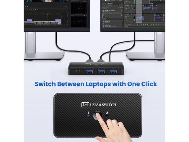 KEHIPI USB 3.0 Switch USB Switch 2 Computers Share 3*USB 3.0 and 1*USB C Peripherals for PC Printer, Scanner Mouse Keyboard USB KVM Switch...