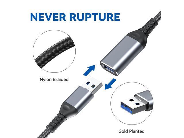KEHIPI 20 ft USB 3.0 Extension Cable with USB C Adapter, Nylon Braided, for Webcam, Camera, Phone, Mouse, Keyboard, Printer and More