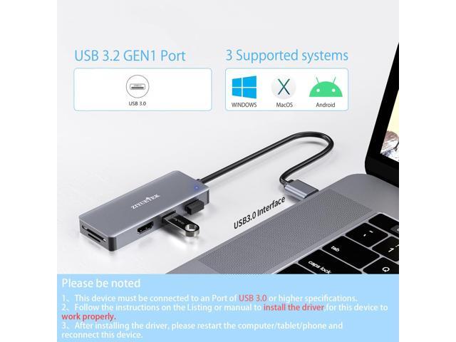 KEHIPI USB to HDMI Adapter, 5-in-1 USB hub 3.0 with HDMI 1080p for Extended Monitor PC Laptop Desktop, 2 USB Ports, SD and Micro SD Card Reader...