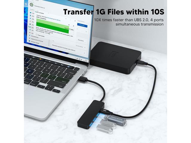 KEHIPI 4 Port USB 3.0 Hub,USB Hub Splitter,Suitable for laptops Windows Linux,PC,Xbox, Flash Drives, Hard Drives, Consoles and Printers.