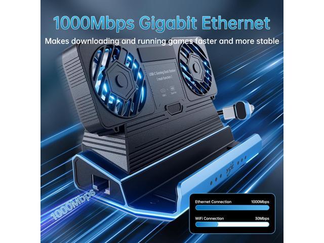 KEHIPI Docking Staion for Steam Deck/ROG Ally/Legion Go,13 in 1 Double Fan Steam Deck Dock.1000Mbps Ethernet, PD100W Charging,SD/TF Double Card...