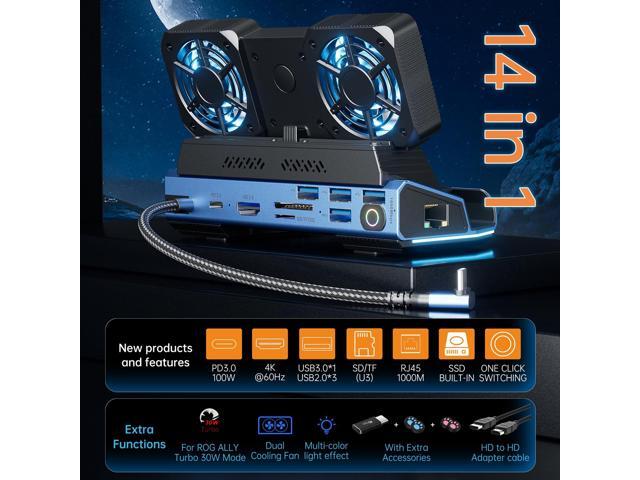 KEHIPI Detachable Dual Cooling Fans 16 in 1 Steam Deck Docking Station with 4K@60Hz 4 USB Ports,1000Mbps,SD/TF Slot,USB-C 100W PD,HDMI,M.2 NVMe...