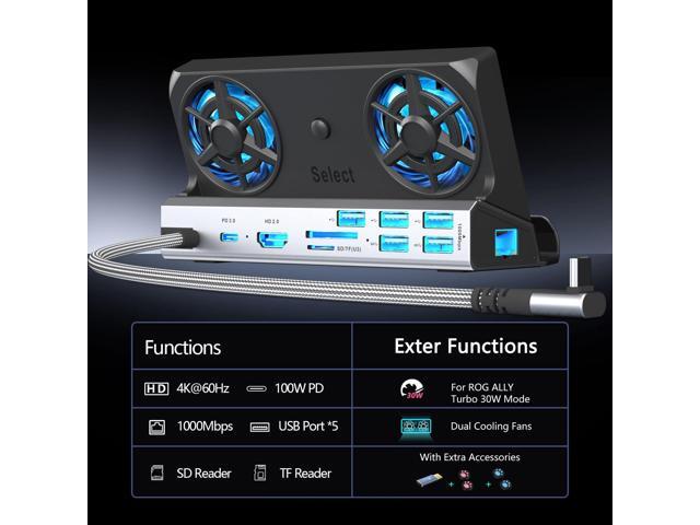 KEHIPI Dual Cooling Fans 13 in 1 Steam Deck Docking Station with 4K@60Hz 5 USB Ports,1000Mbps,SD/TF Slot,USB-C 100W PD, 40Gbps Adapter for Steam...