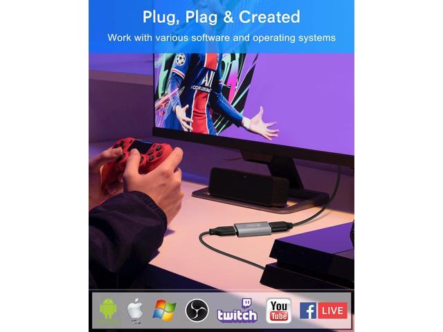 KEHIPI Video Capture Card - 4K@60Hz to USB3.0 Full HD 1080P/60fps, HDMI Capture Card for Live Broadcast, DSLR, Video Capture Device for High...