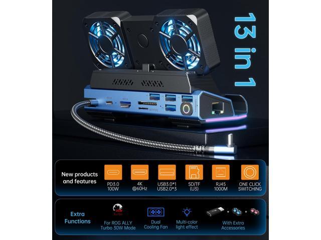 KEHIPI 13 in 1 Steam Deck Docking Station with Dismantling Cool Fans M.2 NVMe Enclosure,4K@60Hz,1000Mbs Ethernet,SD/TF,4 USB A,100W PD Charging...