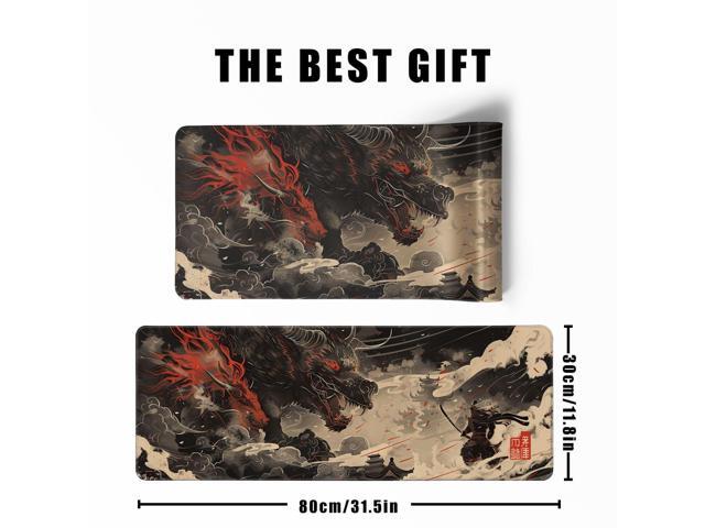 KEHIPI Huge Demon Large Mouse Pad Japanese Ukiyo-e Mousepad Samurai Desk Mat, Big Full Keyboard and Mouse Pad Cool Desk Pad for Keyboard Mouse with...