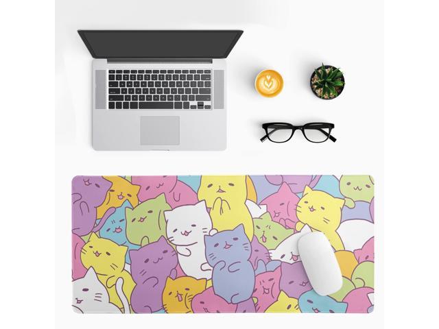 KEHIPI Kawaii Cats Gaming Mouse Pad, Extended Large Mouse Mat Desk Pad, Big Computer Keyboard Desk Pad, Stitched Edges Mousepad, 3mm Thick Long...