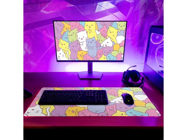 KEHIPI Kawaii Cats Gaming Mouse Pad, Extended Large Mouse Mat Desk Pad, Big Computer Keyboard Desk Pad, Stitched Edges Mousepad, 3mm Thick Long...