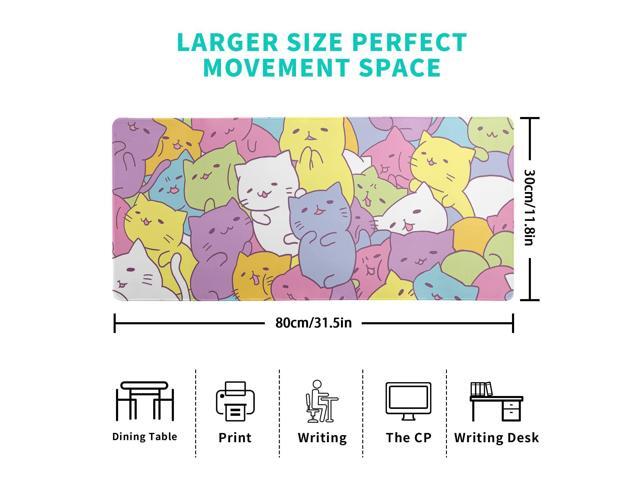 KEHIPI Kawaii Cats Gaming Mouse Pad, Extended Large Mouse Mat Desk Pad, Big Computer Keyboard Desk Pad, Stitched Edges Mousepad, 3mm Thick Long...