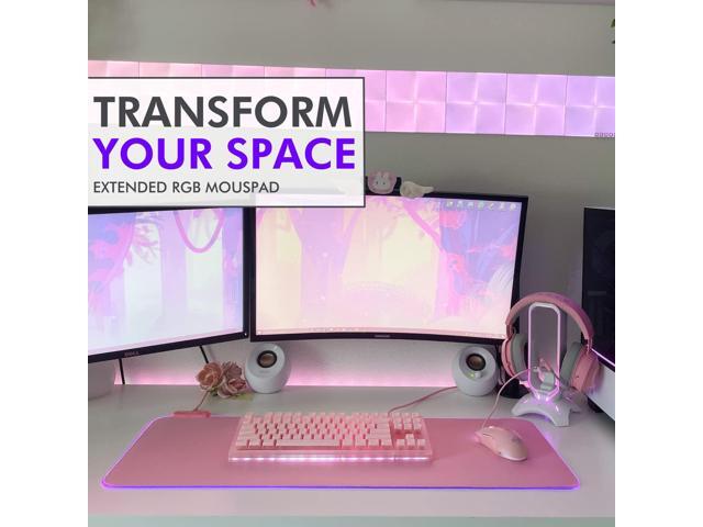 KEHIPI Pink Mouse Pad RGB Gaming Mouse Pad Pink (Create Your Dream Setup) Large LED Mousepad Mats for Desk with 8 Light Modes, Smooth Gliding,...