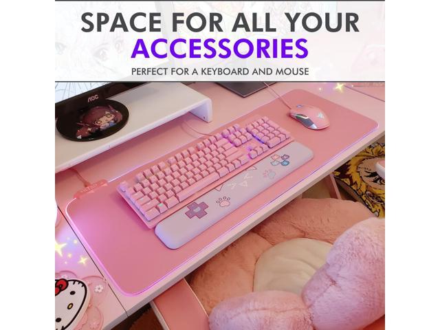 KEHIPI Pink Mouse Pad RGB Gaming Mouse Pad Pink (Create Your Dream Setup) Large LED Mousepad Mats for Desk with 8 Light Modes, Smooth Gliding,...
