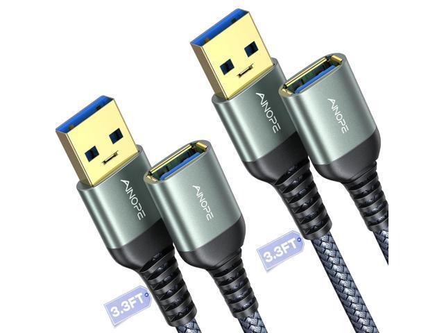 KEHIPI 2 Pack USB Extensions Cable High Speed USB 3.0 Extension Cord Type A Male to Female Sturdy Braided Material Fast Data Transfer Compatible...