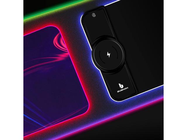 KEHIPI Gaming Mouse Pad,Gaming Desk Mat,Mouse Pad with Wireless Charging,15W Fast Chargering,10 Lighting Modes,for Gaming...